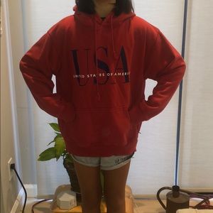 brandy melville red USA oversized hoodie